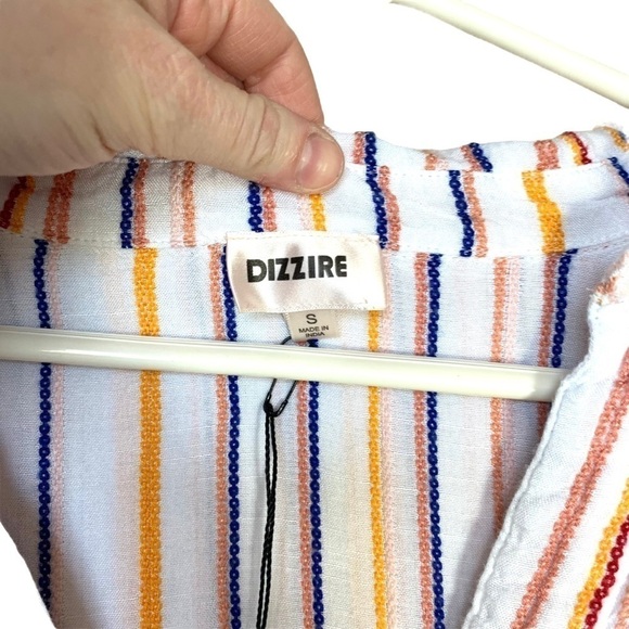 Dizzire 3/4 Sleeve Soft Multicolored Stripe Flowy V-Neck Blouse Size Small - Picture 6 of 14